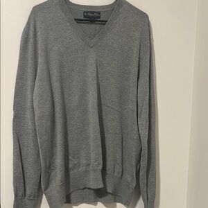 Men’s Brooks Brothers 100% Supima Cotton Gray V-Neck Sweater Size Large